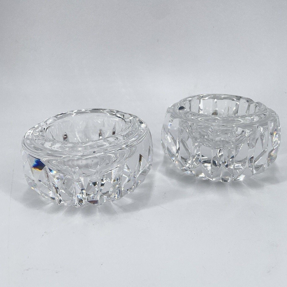 2 Waterford Ashtrays Alana Round Trinket Dish Candle Holder 3.5 X 2" Vintage